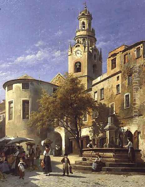 Continental Street Scene Oil Painting - Jacques Carabain