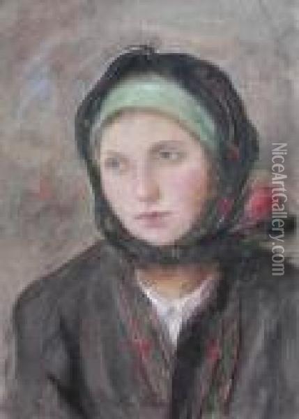 Portret Dziewczyny (1937) Oil Painting - Teodor Axentowicz