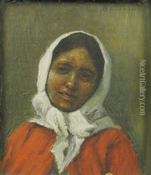 Gipsy With White Kerchief Oil Painting - Ludovic Bassarab
