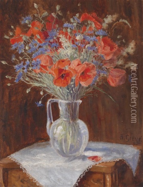 Mohnblumen In Vase Oil Painting - Hedwig Greve