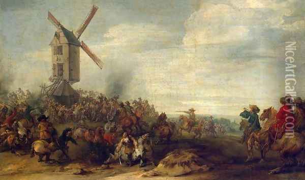 Battle by the Windmill Oil Painting - Joseph Parrocel