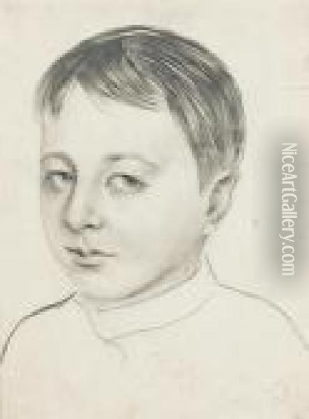 Portrait Of A Young Boy Oil Painting - Boris Kustodiev