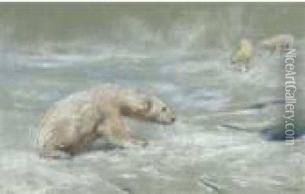 Polar Bears Oil Painting - Arthur Wardle