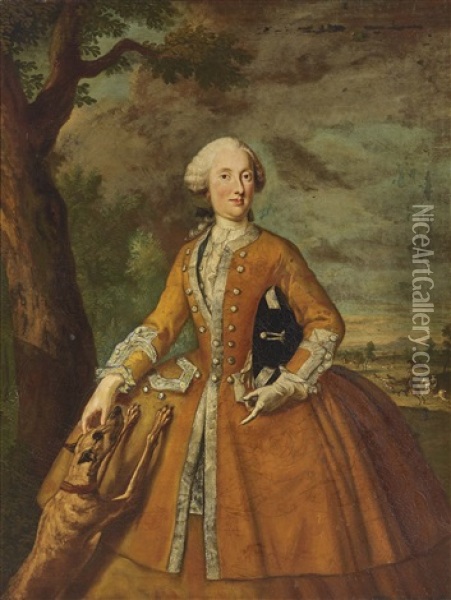Portrait Of A Royal Lady As A Huntress Oil Painting - George de Marees