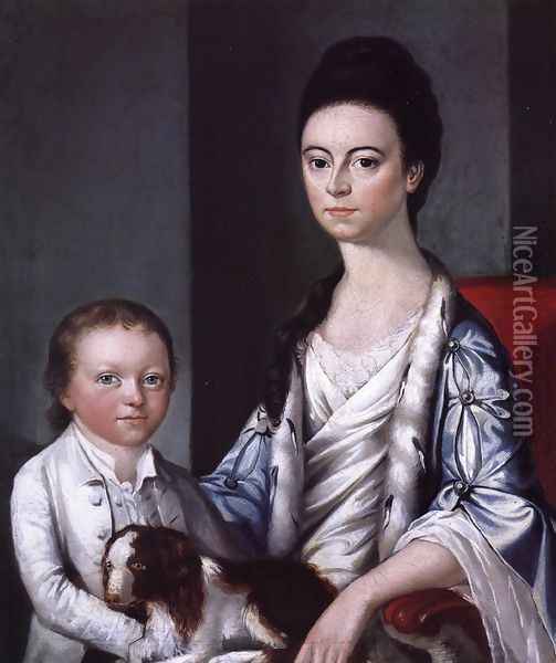 Christian Stelle Banister and Her Son, John Oil Painting - Gilbert Stuart