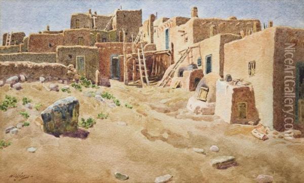 Pueblos Oil Painting - Gunnar M. Widforss