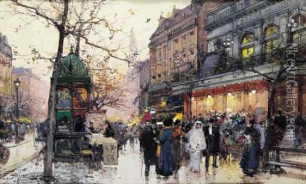 Les Grands Boulevards Oil Painting - Eugene Galien-Laloue