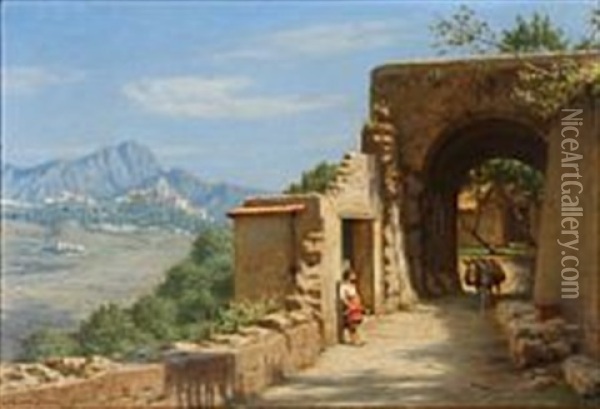 Landscape From Ravello Oil Painting - Niels Frederik Schiottz-Jensen