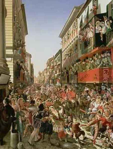 Carnival in Rome 1839 Oil Painting - Aleksandr Petrovich Myasoedov