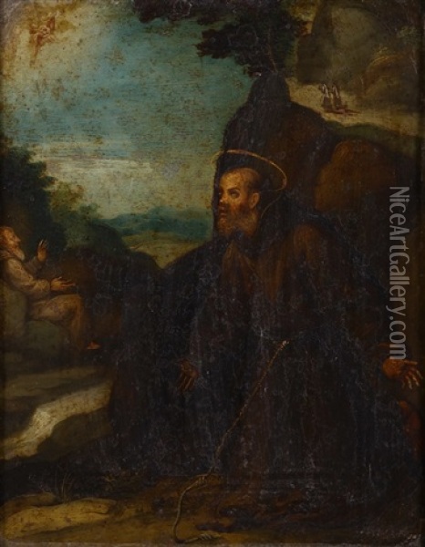 St Francis Receiving The Stigmata Oil Painting - Girolamo Muziano