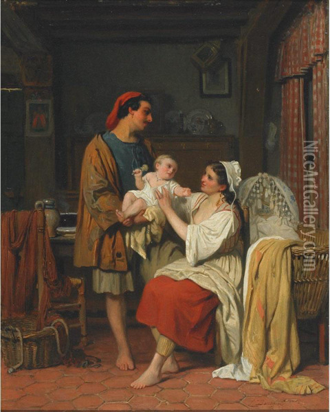 The New Born Oil Painting - Charles Baugniet