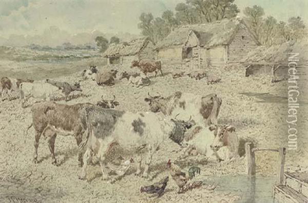 A Farmyard Scene With Cattle Oil Painting - John Frederick Herring Snr