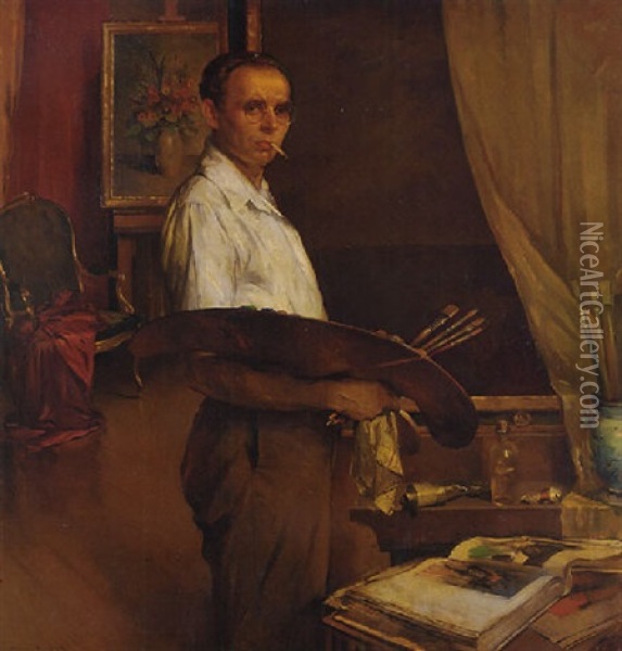 Self-portrait Oil Painting - Maurice Molarsky