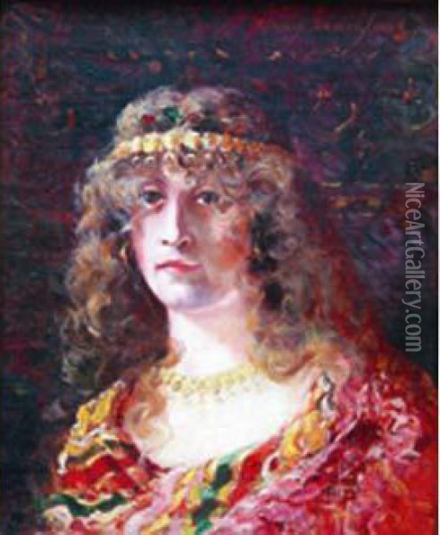 Portrait.
 Huile Sur Toile Signee Et Datee 1893 En Haut A Droite Oil Painting - Cyrille Besset