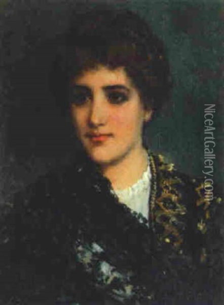 Portrait Of A Lady Oil Painting - John Bagnold Burgess