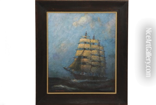 Square Rigger Under Full Sail Oil Painting - Theodore Victor Carl Valenkamph