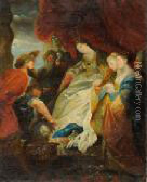 Rode Antenope Al Cospetto Di Erodie E Salome Oil Painting - Giuseppe Bernardino Bison