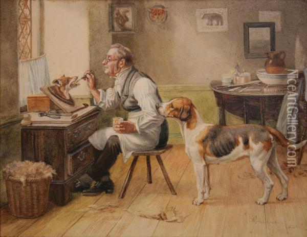 The Taxidermist Oil Painting - Edmund Caldwell