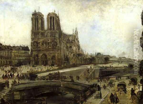 Notre Dame de Paris Oil Painting - Jacques-Edouard Dufeu