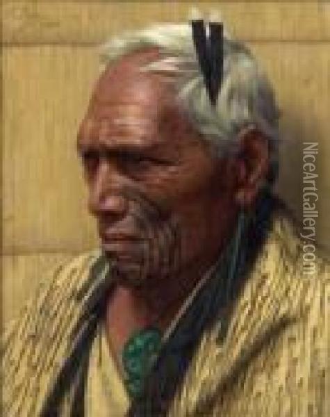 An Aristocrat No.3 Kamakate Matehaere(aged 90 Years) Oil Painting - Charles Frederick Goldie
