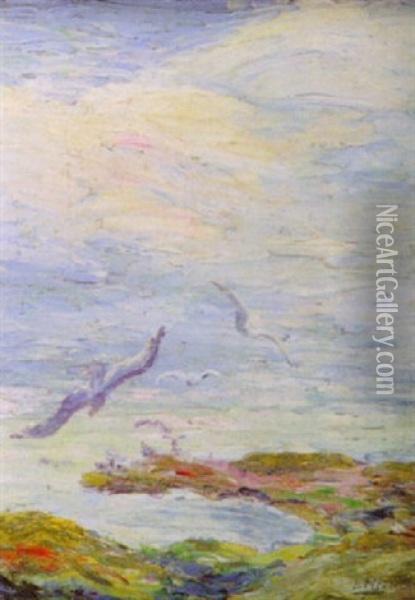 Sea Gulls, Gloucester, Mass. Oil Painting - Emily Hamilton Huger