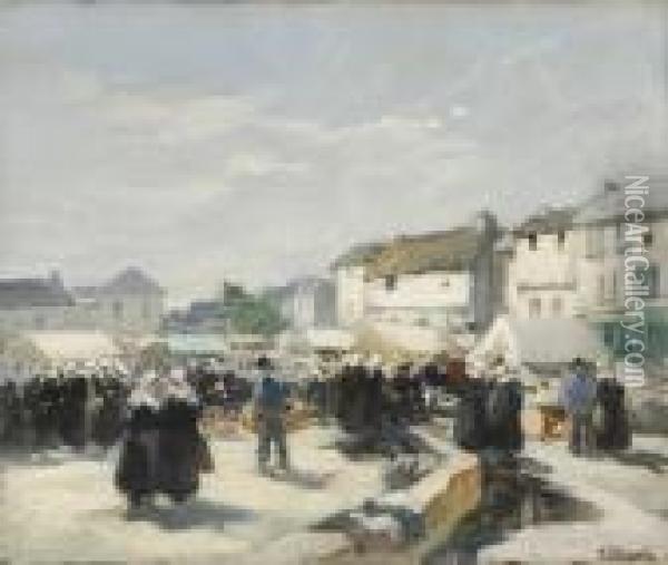 Marche Breton Ensoleille Oil Painting - Henri Alphonse Barnoin