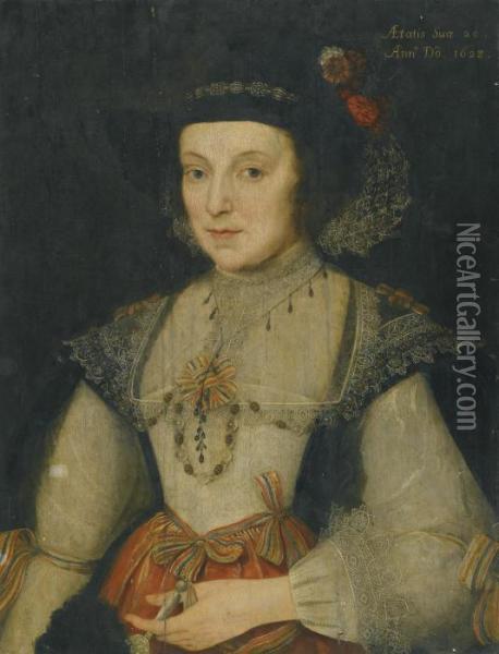 Portrait Of A Lady, Said To Be Lady Holderness Oil Painting - Marcus Ii Gerards