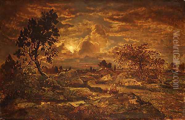 Sunset near Arbonne ca 1860 Oil Painting - Allan Ramsay