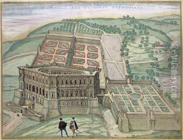View of the Villa Farnese and the Gardens Oil Painting - Joris Hoefnagel