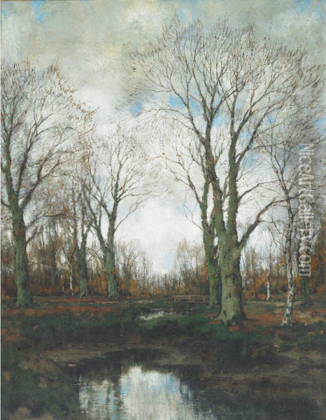 View Of A Brook In An Autumnal Landscape Oil Painting - Arnold Marc Gorter