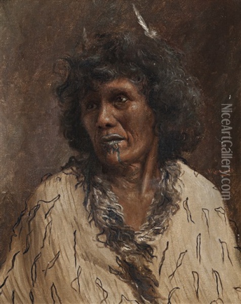 Chieftainess Of The Arawa Tribe Oil Painting - Vera Cummings