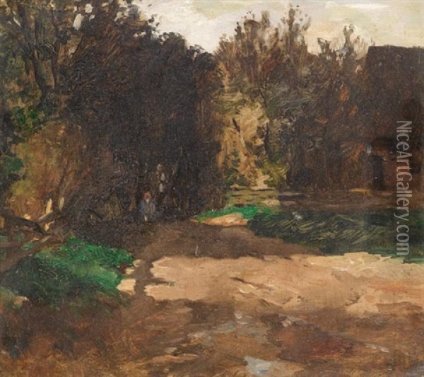 Blick In Einen Baumreichen Garten Oil Painting - Thomas Herbst