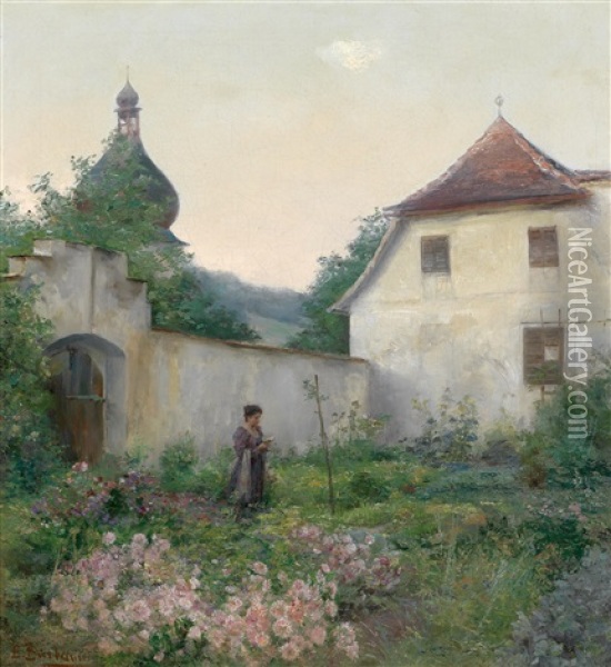 Bluhender Garten In Der Wachau (?) Oil Painting - Emil Barbarini