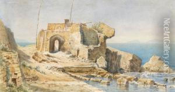 Kustenszene Auf Ischia. Oil Painting - Carl Morgenstern