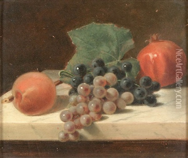 Still Life With Fruits Oil Painting - George Harvey