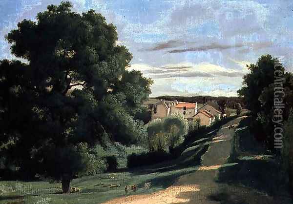 Landscape: Le Petit Charville, near Ville d'Array Oil Painting - Jean-Baptiste-Camille Corot