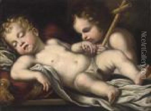 The Christ Child And The Infant Saint John The Baptist Oil Painting - Giovanni Martinelli