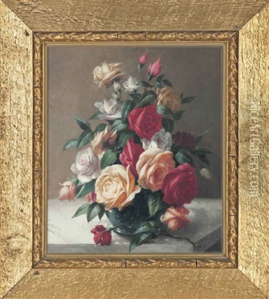 Still Life With Roses Oil Painting - Frans De Beul