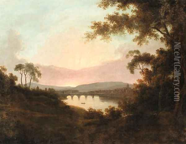 A view of Florence at Sunrise Oil Painting - Josepf Wright Of Derby
