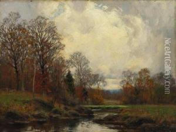 Autumn Landscape With Stream Oil Painting - William Merritt Post