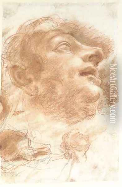 Head of a man looking up Oil Painting - Domenico Maria Canuti