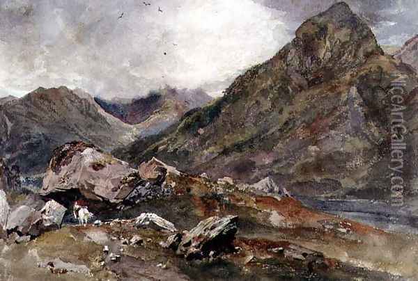 The Bowder Stone, Borrowdale Oil Painting - Peter de Wint