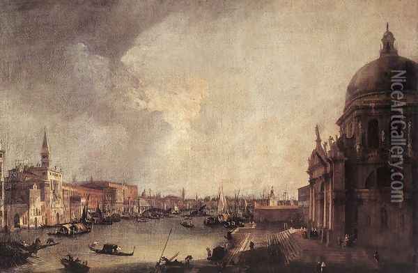 Entrance to the Grand Canal- Looking East c. 1725 Oil Painting - (Giovanni Antonio Canal) Canaletto