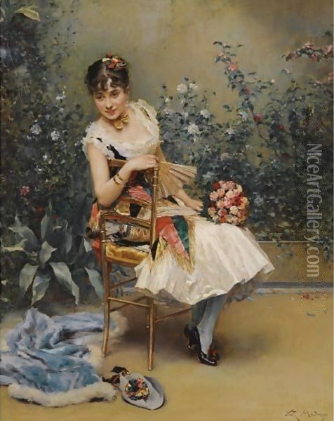 Aline With Flowers Oil Painting - Raimundo de Madrazo y Garreta