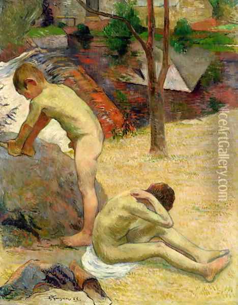 Breton Boys Bathing 1888 Oil Painting - Paul Gauguin