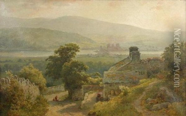 Conway Castle Seen From The Hills Oil Painting - Samuel Henry Baker