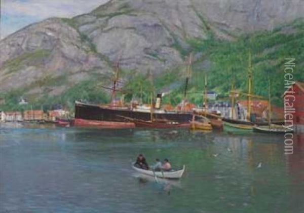 Sandviken, Bergen Oil Painting - Johannes Martin Grimelund