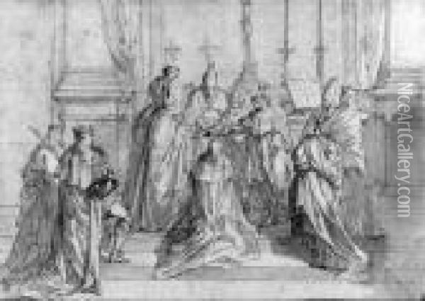 The Coronation Of King Louis Xiv Oil Painting - Sebastien Leclerc