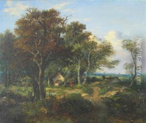 A Woodland Cottage Oil Painting - John Berney Crome
