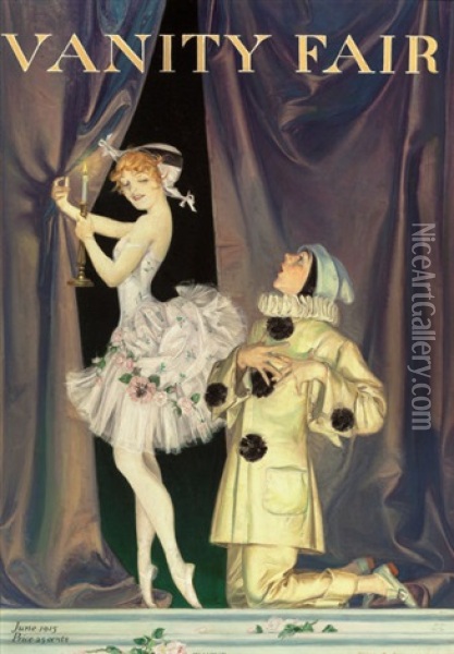 Pierrot And Columbine (for Vanity Fair Magazine Cover) Oil Painting - Frank Xavier Leyendecker